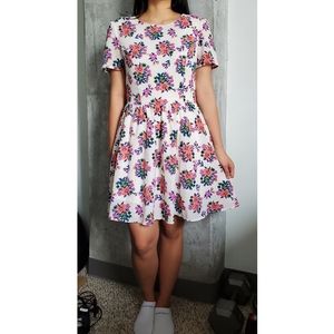 Floral, sleeved dress
